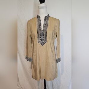 *EUC* Tory Burch Tan and Black Embellished Long Sleeve Tunic/Dress